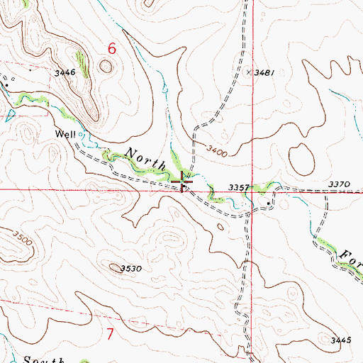 Topographic Map of 03S50E06DDCC01 Well, MT