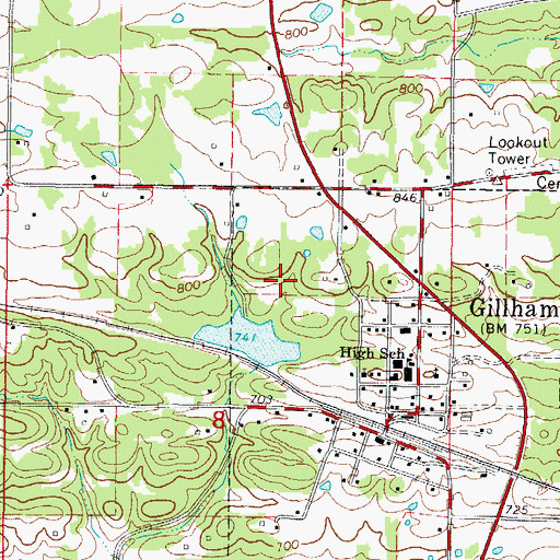 Topographic Map of Gillham Lake, AR