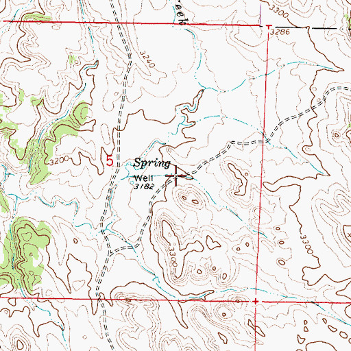 Topographic Map of 03S45E05DBAA01 Well, MT