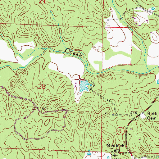 Topographic Map of Nooner Lake Dam, AR