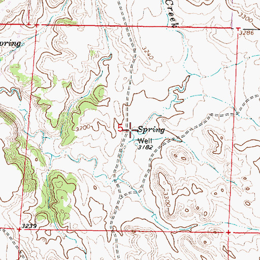 Topographic Map of 03S45E05DBBB02 Spring, MT