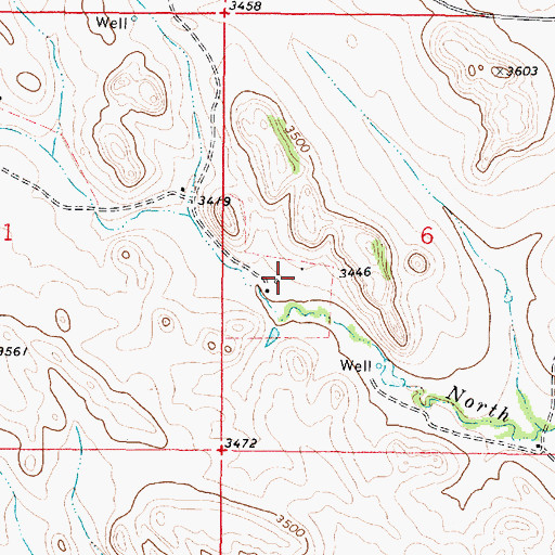 Topographic Map of 03S50E06CBAC01 Well, MT