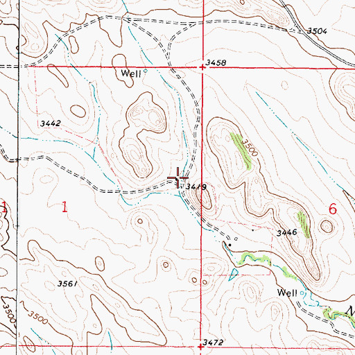 Topographic Map of 03S49E01ADDB01 Well, MT