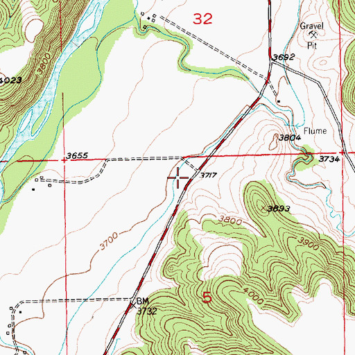 Topographic Map of 03S20E05BAAB01 Well, MT