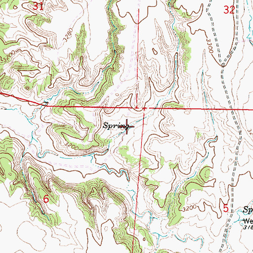 Topographic Map of 03S45E06AAAD01 Spring, MT