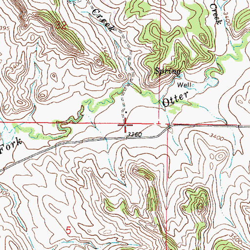 Topographic Map of 03S46E05AABB02 Well, MT