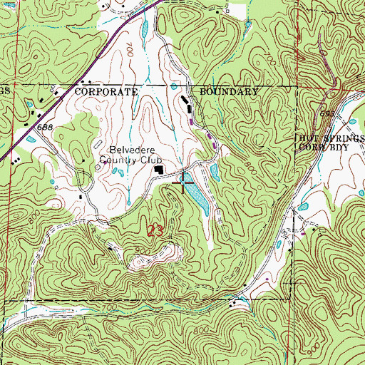 Topographic Map of Belvedere Country Club Lake Dam, AR