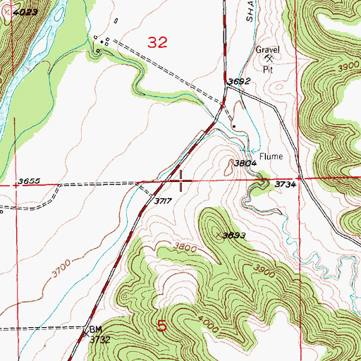 Topographic Map of 03S20E05ABBB02 Well, MT