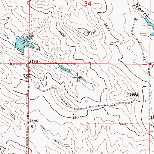 Topographic Map of 03S49E03BADB01 Well, MT