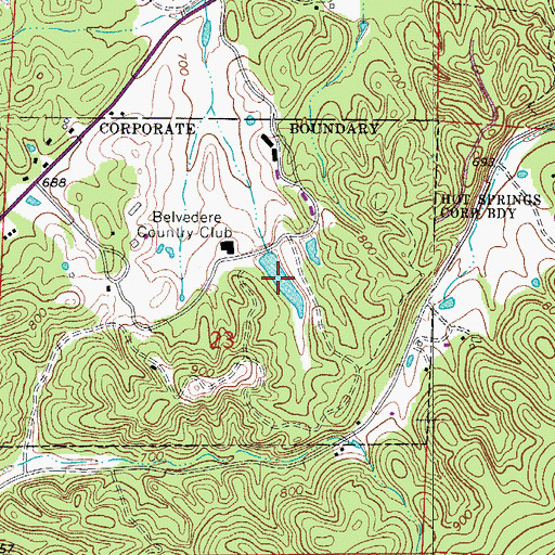 Topographic Map of Country Club Lake, AR