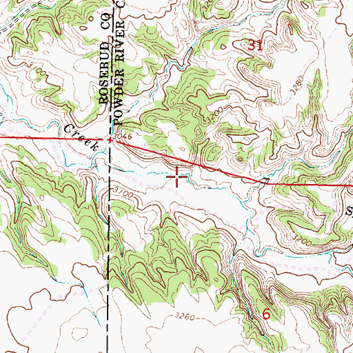 Topographic Map of 03S45E06BABB01 Well, MT