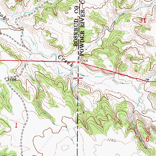 Topographic Map of 03S45E06BBBB01 Well, MT
