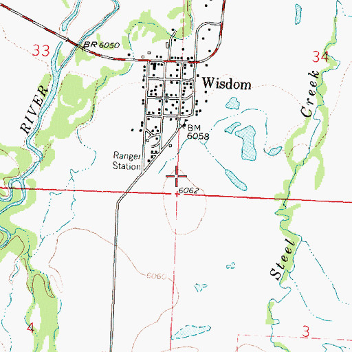 Topographic Map of 02S15W34CCCB01 Well, MT