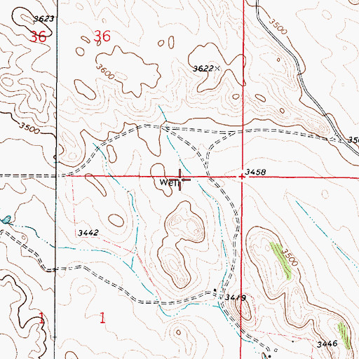 Topographic Map of 03S49E01AABB01 Well, MT