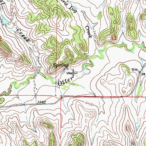 Topographic Map of 02S46E33CCAB01 Well, MT