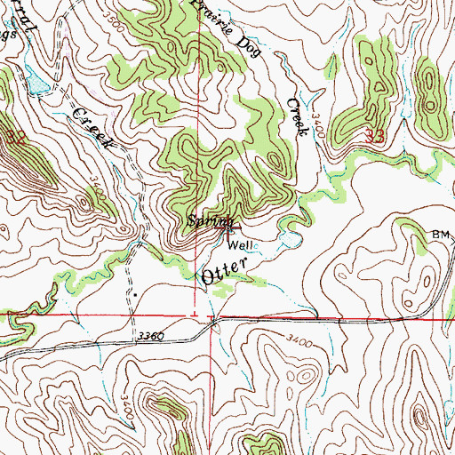 Topographic Map of 02S46E33CCBA01 Spring, MT