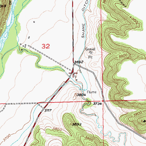 Topographic Map of 02S20E32DDBB01 Well, MT