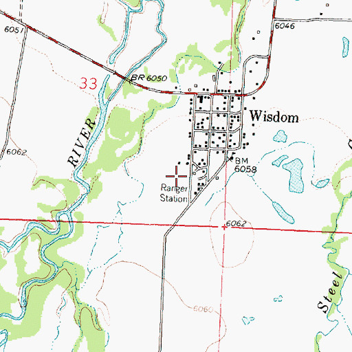 Topographic Map of 02S15W33DDBD01 Well, MT