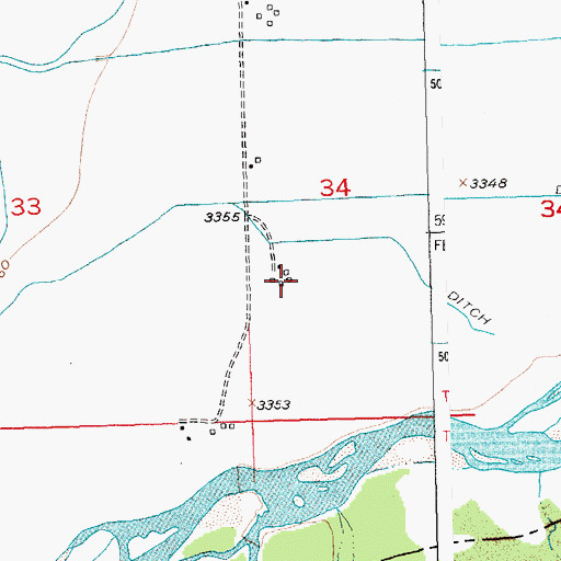 Topographic Map of 02S23E34CBCA01 Well, MT