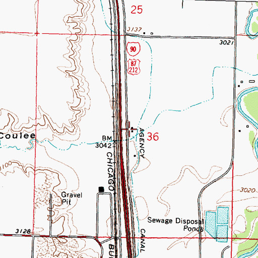 Topographic Map of 02S34E36ACCC01 Well, MT