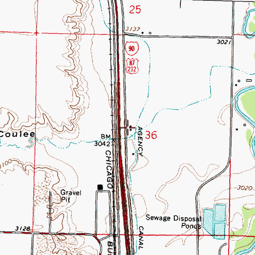 Topographic Map of 02S34E36ACCC02 Well, MT