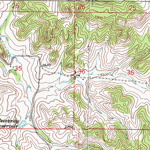 Topographic Map of 02S46E36CBBB01 Well, MT