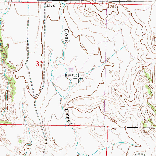 Topographic Map of 02S45E32DABD01 Well, MT