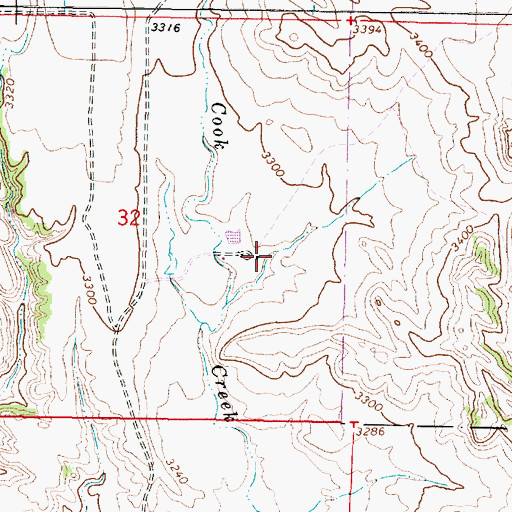 Topographic Map of 02S45E32DABD02 Spring, MT