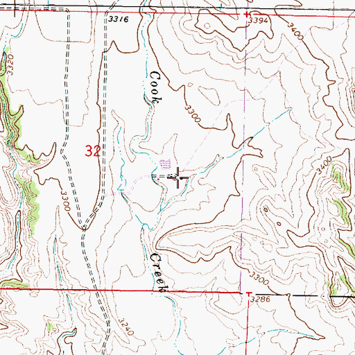 Topographic Map of 02S45E32DABC01 Well, MT
