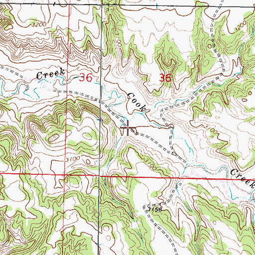 Topographic Map of 02S44E36CDBA01 Well, MT