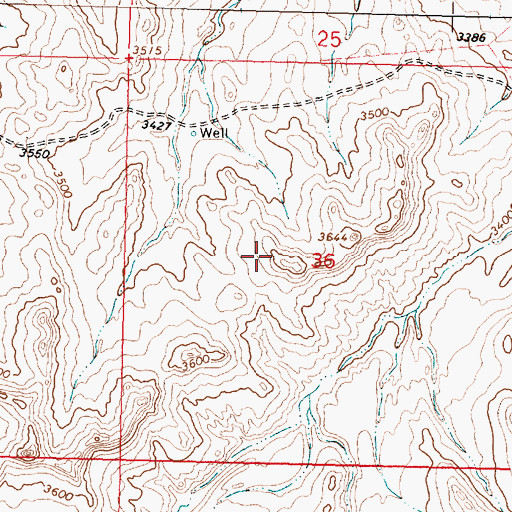 Topographic Map of 01N37E07DDDB01 Well, MT