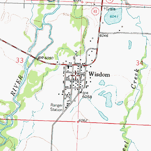 Topographic Map of 02S15W34CBBC01 Well, MT