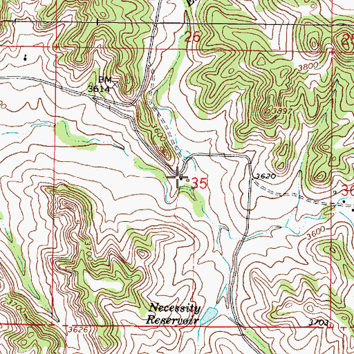 Topographic Map of 02S46E35BDDD01 Well, MT