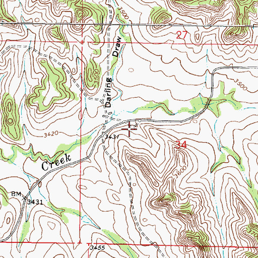 Topographic Map of 02S46E34BCCB01 Well, MT