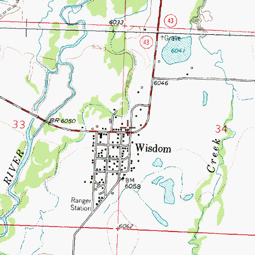 Topographic Map of 02S15W34BCCD01 Well, MT