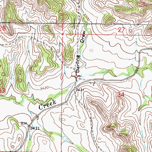 Topographic Map of 02S46E34BCAC01 Well, MT