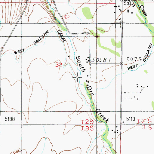Topographic Map of 02S05E32DB__01 Well, MT