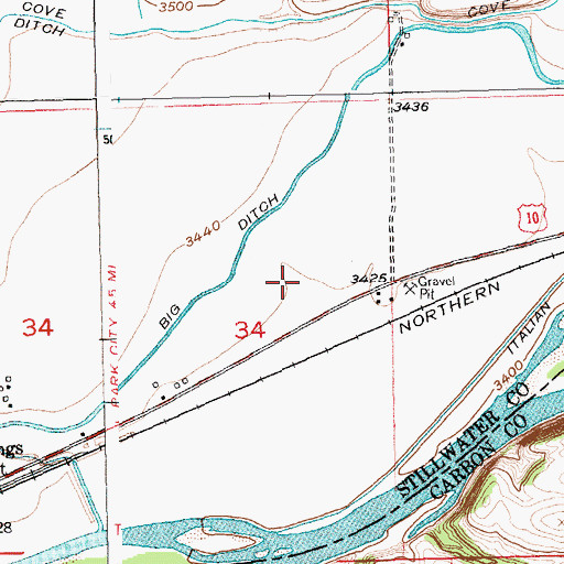 Topographic Map of 02S22E34ADCB01 Well, MT