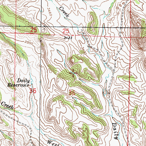 Topographic Map of 02S45E36ACBA01 Spring, MT