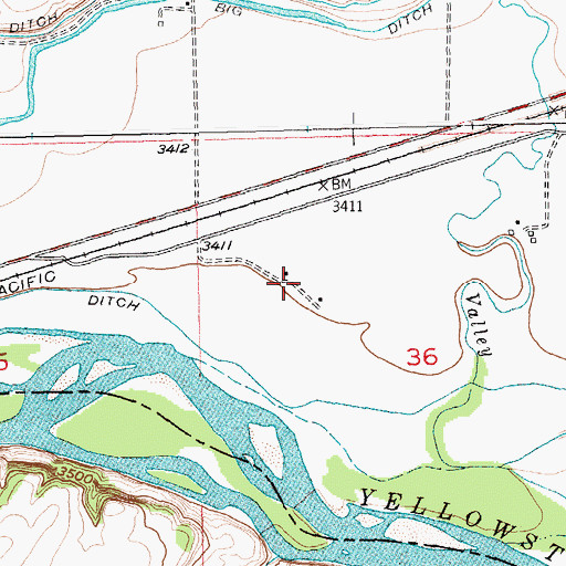 Topographic Map of 02S22E36BCAA01 Well, MT