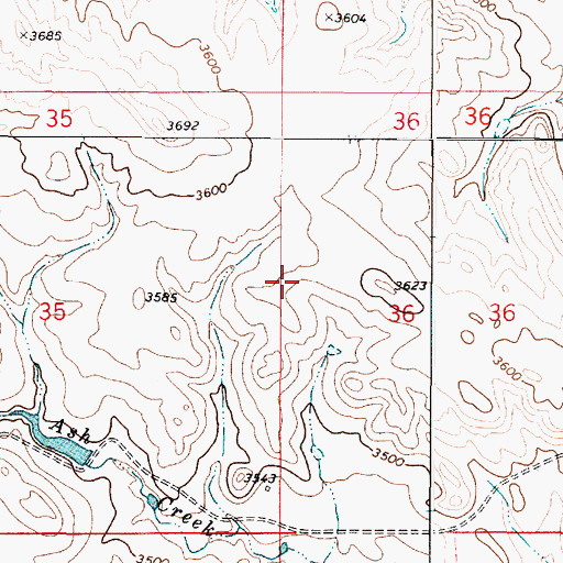 Topographic Map of 02S49E36BCCB01 Well, MT