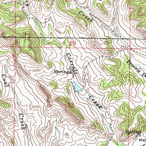Topographic Map of 02S46E32ABCC01 Spring, MT