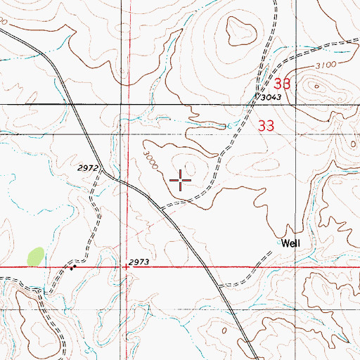Topographic Map of 02S54E32CDB_01 Well, MT