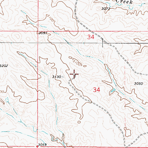 Topographic Map of 02S52E34BDCA01 Well, MT