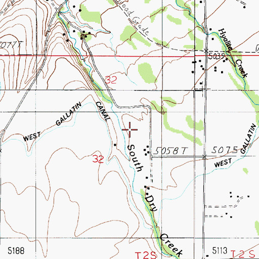 Topographic Map of 02S05E32AC__01 Well, MT