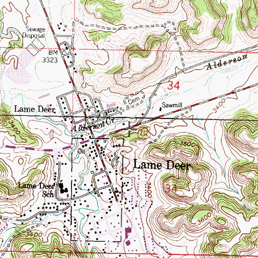 Topographic Map of 02S41E34B___01 Well, MT