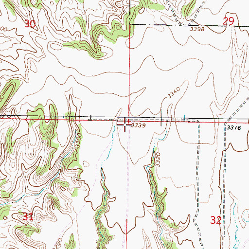 Topographic Map of 02S45E32BBBB01 Well, MT