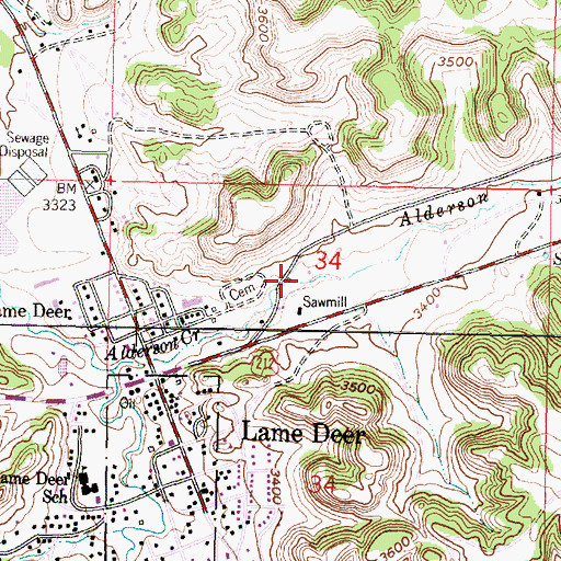 Topographic Map of 02S41E34BADC01 Well, MT