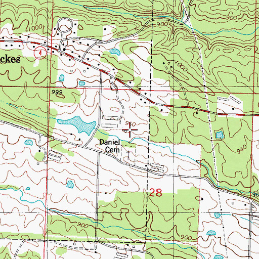 Topographic Map of Brewer Lake, AR