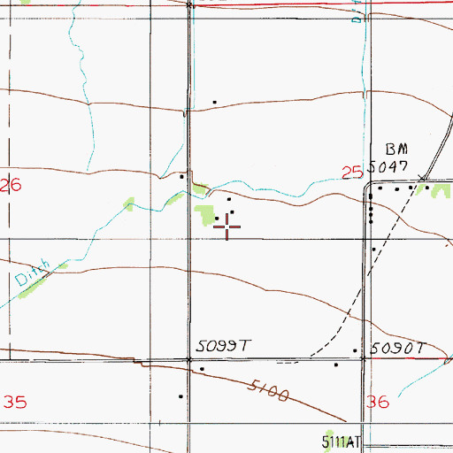 Topographic Map of 02S05E25CB__01 Well, MT
